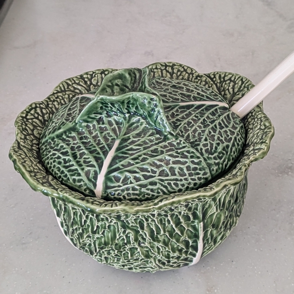 Jay Willfred Portuguese Vintage Green Cabbage Soup Tureen And Ladle